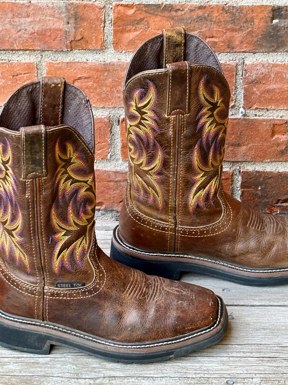 Justin Women’s Steel Toe Leather Work Western Cowboy Boots WKL4682 Sz 6B - Picture 7 of 12